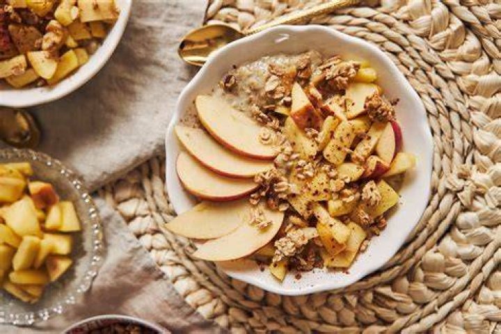 A bowl of diced cinnamon apples