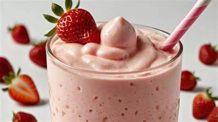 Closeup of strawberry milkshake