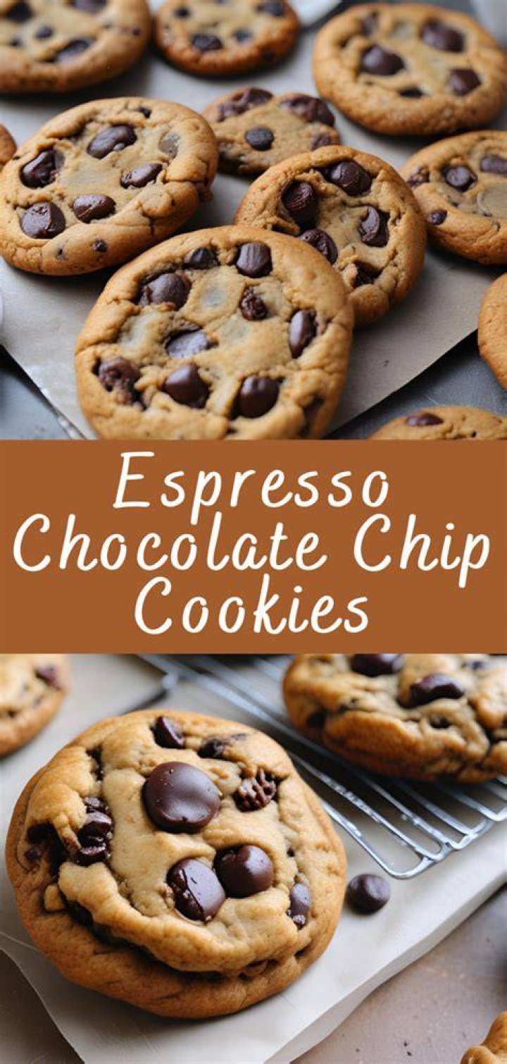 Collage of espresso chocolate chip cookie dough in a metal bowl and scooped onto a baking sheet.