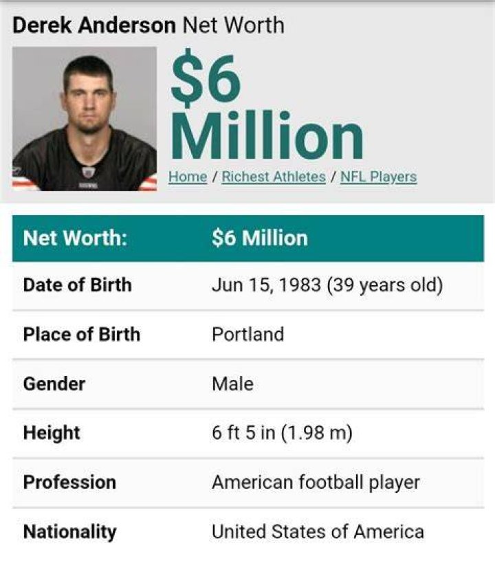 Derek Anderson Net Worth
