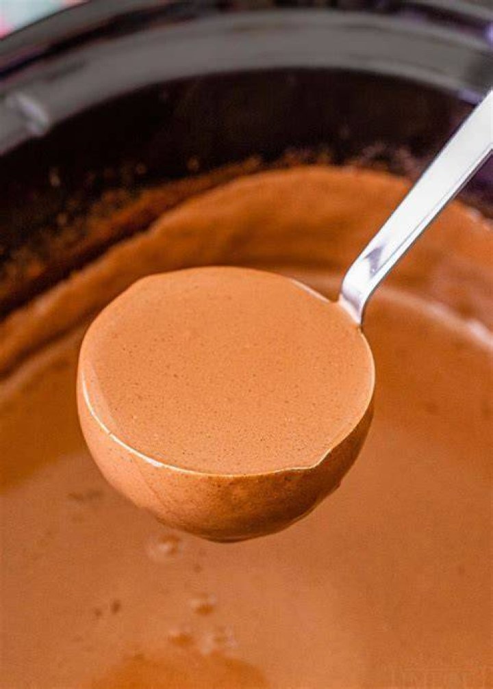 Ladle of hot chocolate.