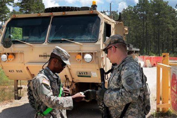 Soldier at check point