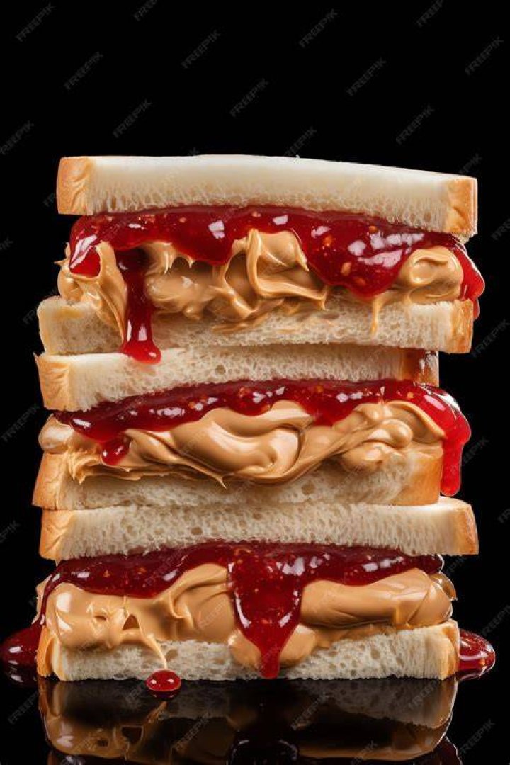 Stack of peanut butter and jelly bars.